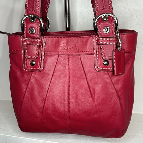 Coach SoHo red leather pleated shoulder bag F15045 - Picture 2 of 13